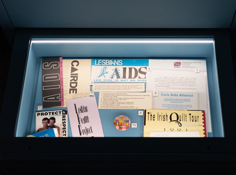 Some of the pieces from the Cork LGBT Archive on permanent exhibit in Cork Public Museum. Photograph: Izabela Szczutkowska