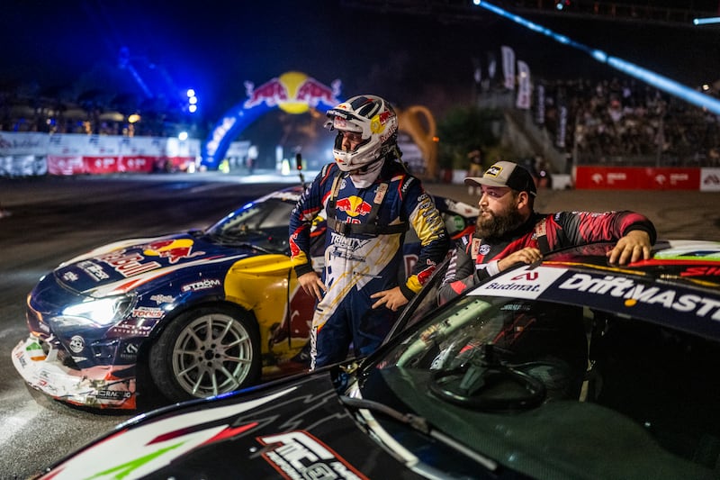 Conor Shanahan and Jack Shanahan seen during the sixth stop of the Drift Masters European Championship in Germany earlier this month. Photograph: Predrag Vuckovic
