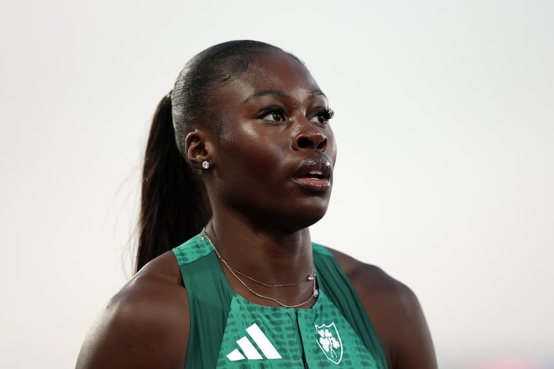 Rhasidat Adeleke of Team Ireland looks on after competing in the women's 200 metres semi-finals. Photograph: Julian Finney/Getty