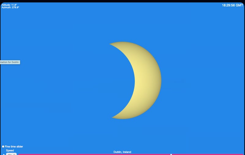 Representation of what the solar eclipse will look like at the start of the match between Manchester United and Leeds United in Croke Park.