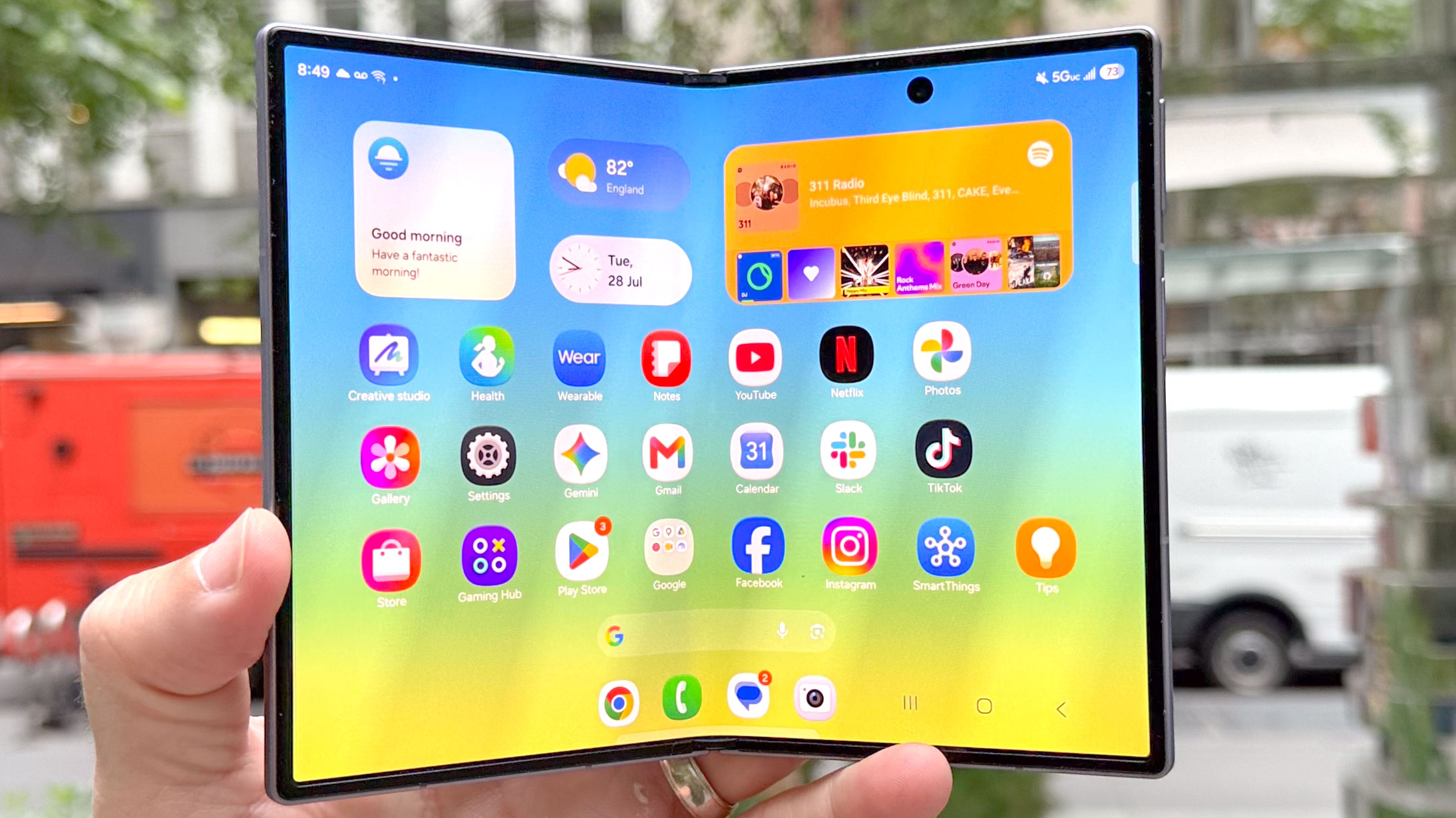 Galaxy Z Fold 8 shown held in-hand