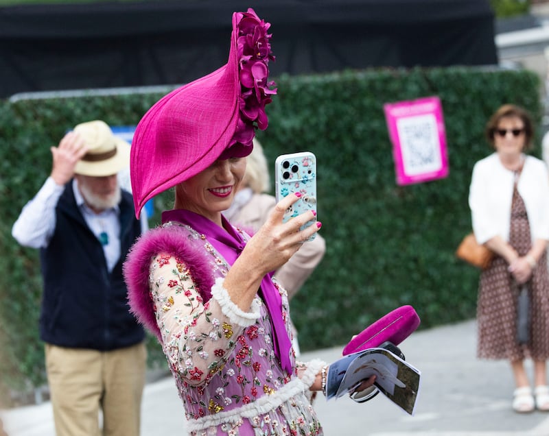 A pink emsemble for Ladies Day at the Dublin Horse Show. Photo: Sam Boal/Collins Photos 

