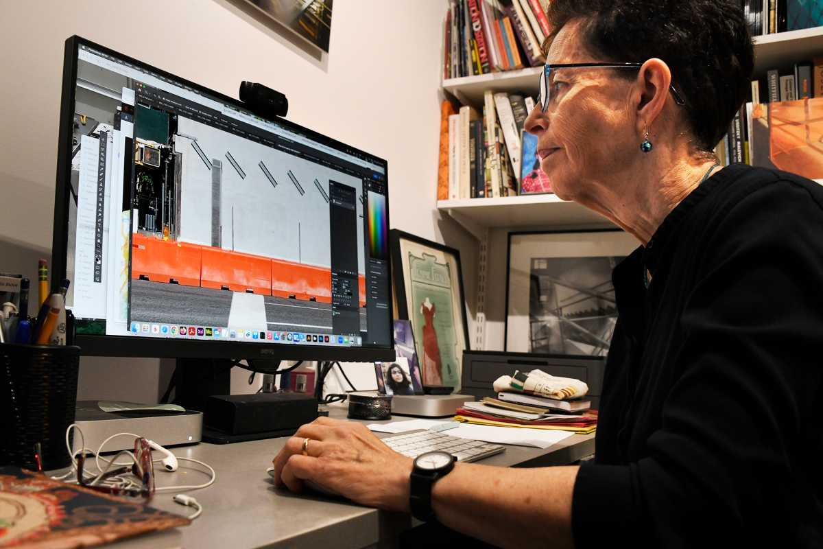 Anne Finkelstein working on an idea for a new painting
