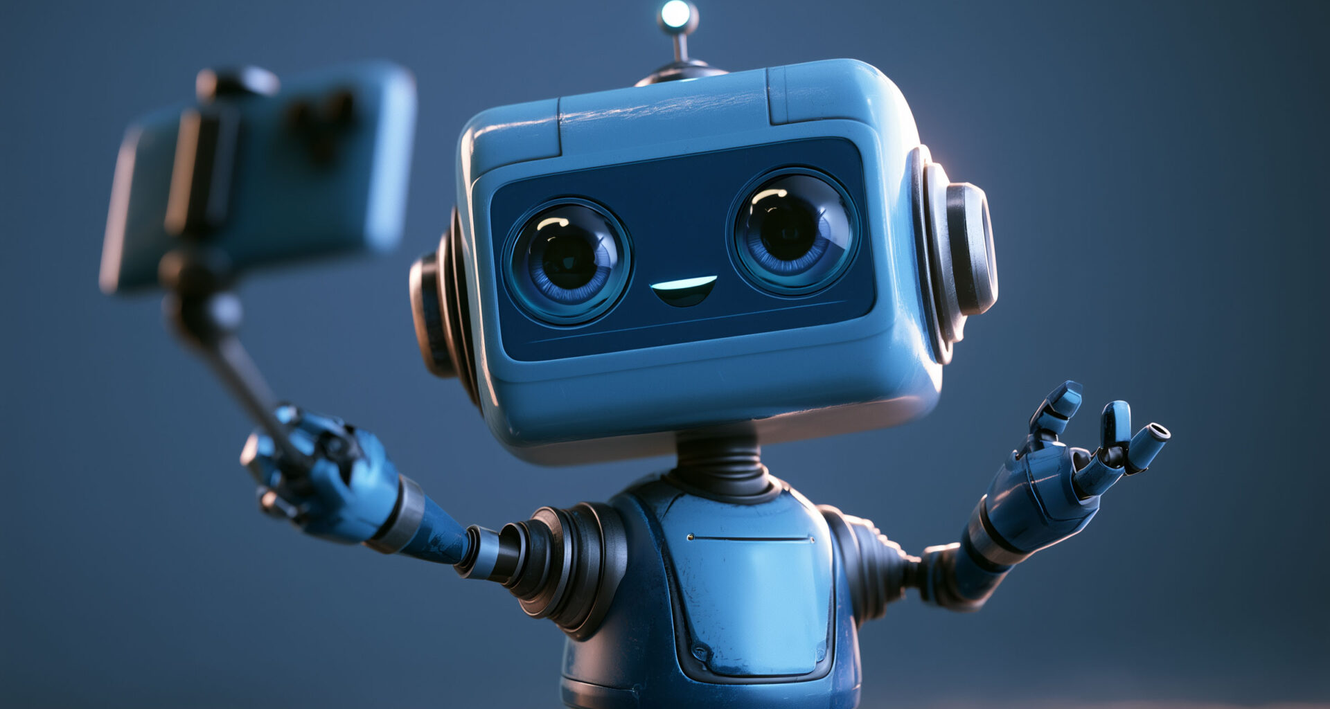 Blue Robot Selfie