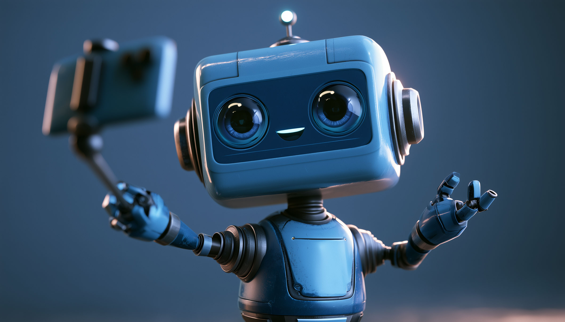 Blue Robot Selfie