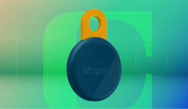 Chipolo loop tracker against a green background