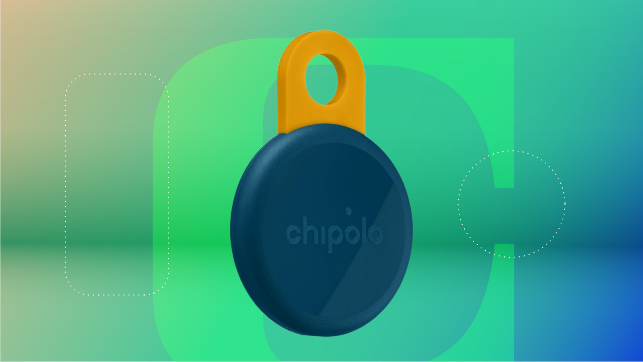Chipolo loop tracker against a green background