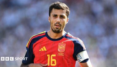 Rodri playing for Spain