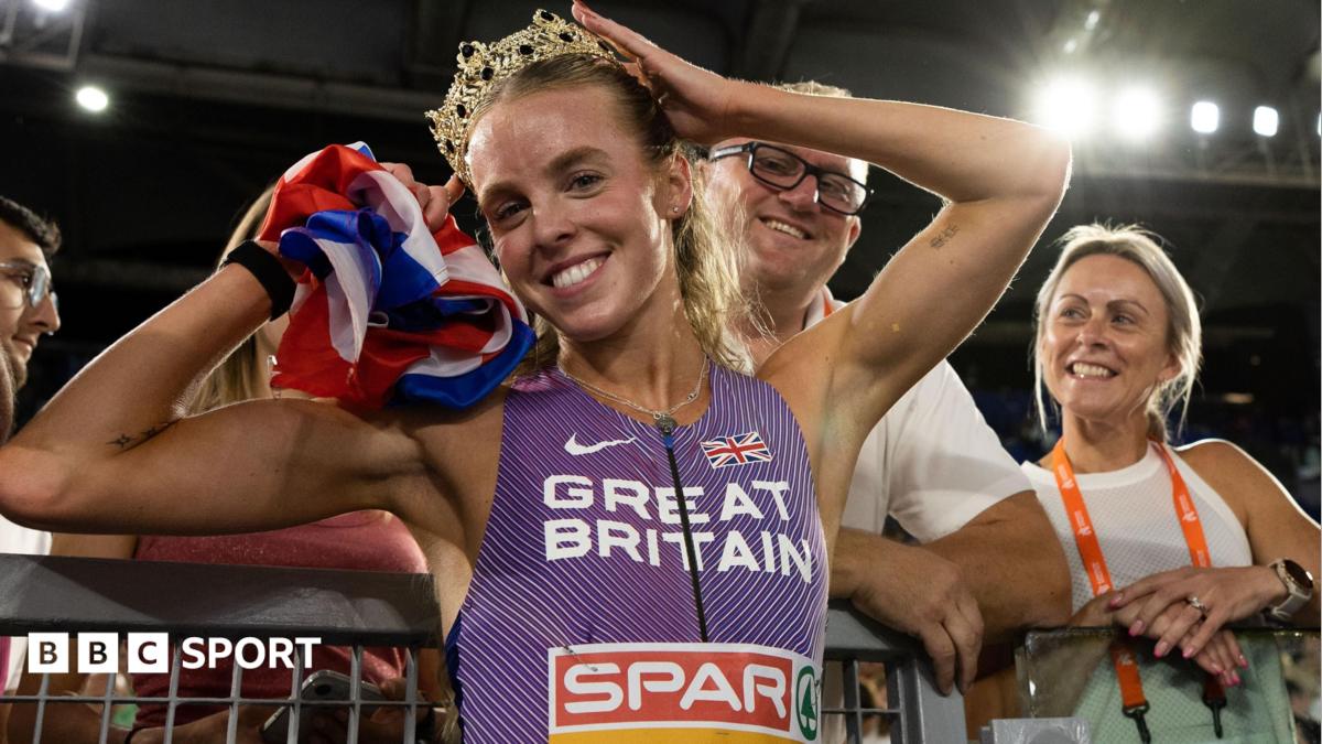 Keely Hodgkinson celebrates winning European 800m gold in 2024
