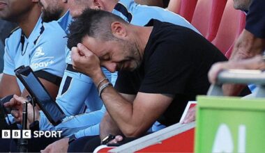 Spurs coach Roberto De Zerbi in despair as his new-look side slump to a heavy defeat at Brentford on the opening day of the Premier League season.