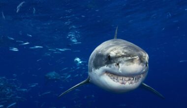 How do great white sharks get their name?