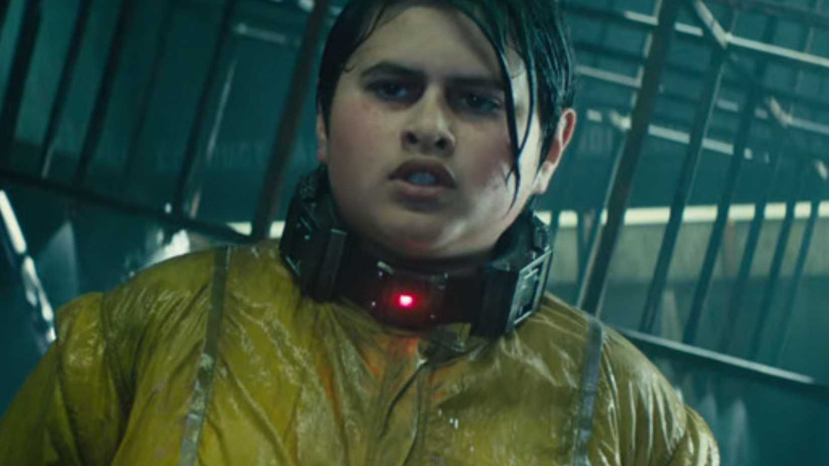 Russell wearing a control collar in Deadpool 2