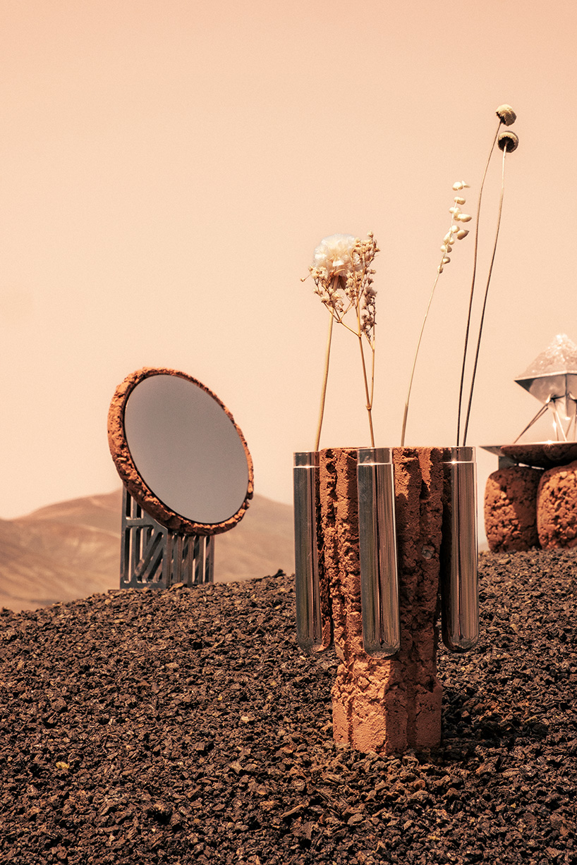 recycled aerospace steel and rammed earth shape homeware collection for life on mars - 5