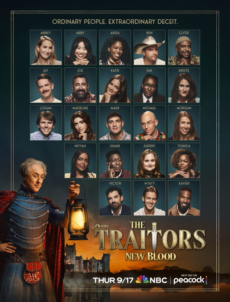 The full cast of "The Traitors: New Blood," premiering Sept. 17 on Peacock.