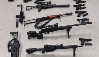 Two men arrested after 22 fake firearms and cannabis seized