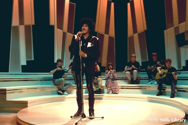Phil Lynnott performing on the Late Late show
