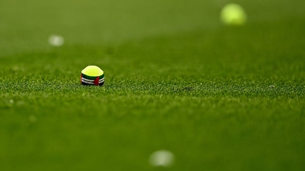A tennis ball on the pitch during the international friendly match between Republic of Ireland and Qatar at the Aviva Stadium in Dublin.