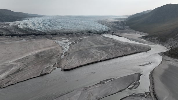 a view of the Isunnguata Sermia glacier of the Greenland Ice Sheet