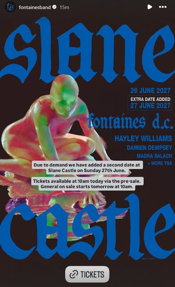 Fontaines DC announce second date on Instagram