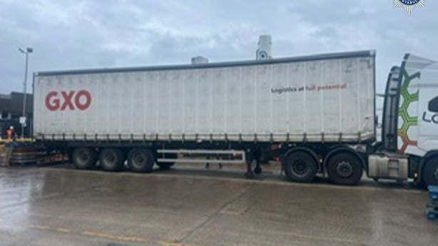 Undated handout photo issued by Cheshire Constabulary of one of the two HGV trailers which was stolen from a depot containing more than 70,000 