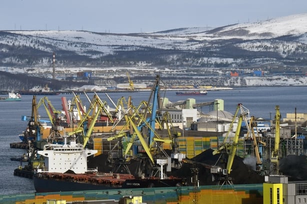 A view of the Arctic Circle port city of Murmansk on March 26, 2025. (Photo by Olga MALTSEVA / AFP)
