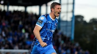 Pádraig Amond celebrates after scoring for Waterford against Sligo Rovers