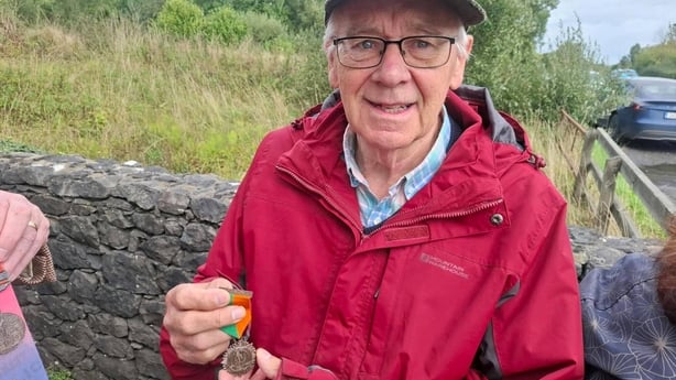 Jim Fleming with a 1916 medal