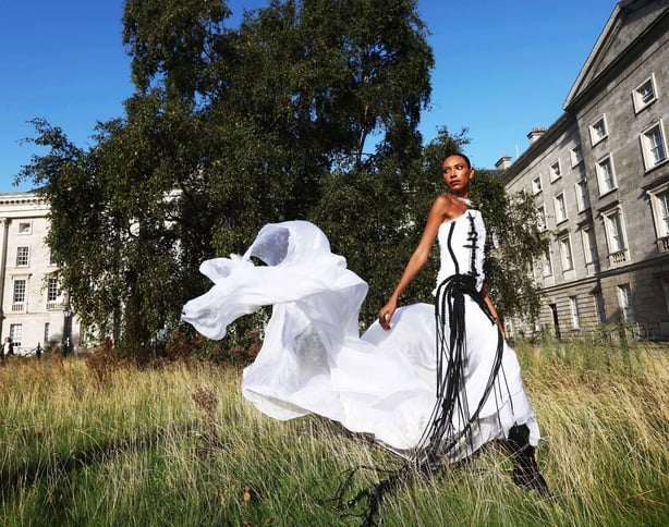 Thais wears 'Tall Ship' dress by Daniel Fahy and Beak Choker by Kate Murphy.