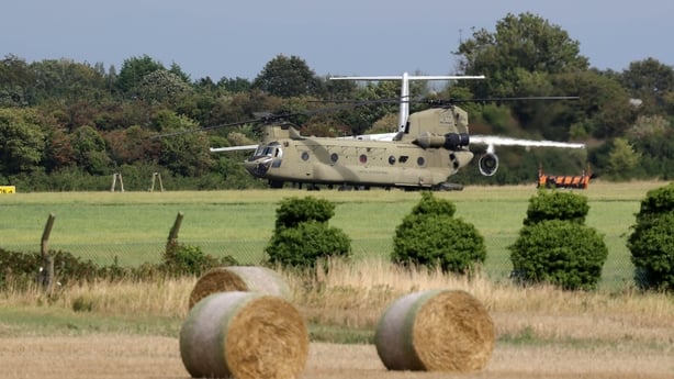 US Army Boeing CH-47 Chinook helicopter arrives at Baldonnell Aerodrome