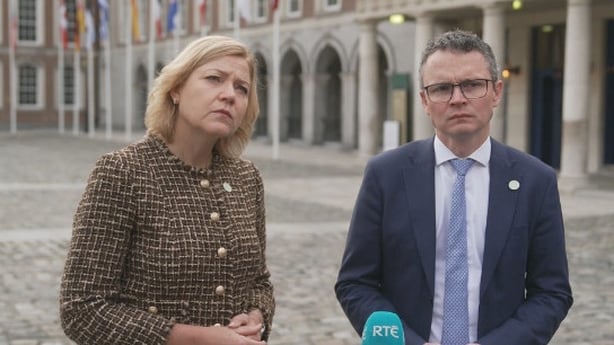 European Commission Executive Vice-President for Tech Sovereignty, Security and Democracy Henna Virkkunen and Minister for Culture Patrick O'Donovan