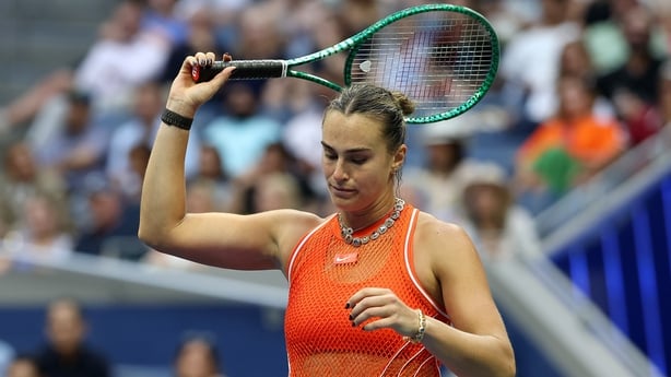 Aryna Sabalenka reacts against Elena Rybakina of Kazakhstan in their Women's Singles Final match on Day Fourteen of the 2026 US Open at USTA Billie Jean King National Tennis Center on September 12, 2026 in the Flushing neighborhood of the Queens borough of New York City.