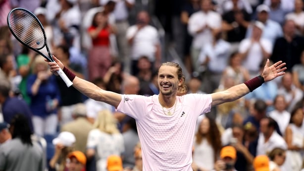 Alexander Zverev of Germany celebrates match point against Ben Shelton of the United States in their Men's Singles Final match on Day Fifteen of the 2026 US Open at USTA Billie Jean King National Tennis Center on September 13, 2026 in the Flushing neighborhood of the Queens borough of New York City.