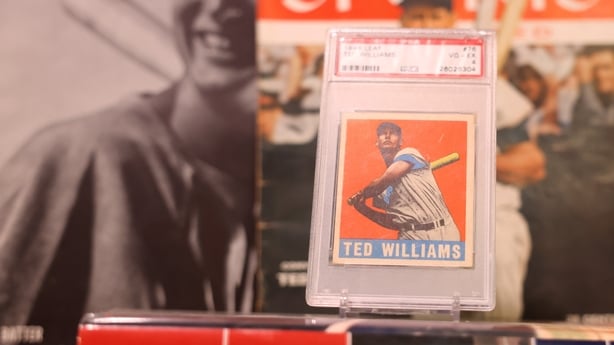 Newburyport, MA - November 14: A baseball card of Red Sox legend Ted Williams. Jeff Gross and his wife were hosting a yard sale when they met a local man (who is remaining anonymous) who said he had some old baseball cards. Gross is an avid collector, and made a startling discovery: the man had a on