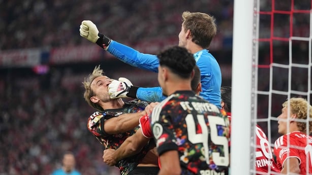 Harry Kane (Bayern Munich) and Frederik Ronnow (1.FC Union Berlin) during Matchday 4, 1.Bundesliga, FC Bayern Munich and 1. FC Union Berlin at Allianz Arena, Munich, Germany on September 18 2026. (Photo by Ulrik Pedersen/NurPhoto via Getty Images)