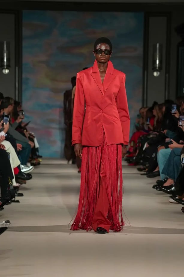 Ahluwalia was interested in taking up more space with flowing fringe and exaggerated sartorial silhouettes