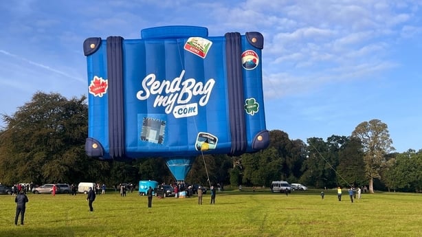 Suitcase-shaped hot air balloon