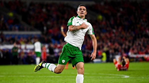 6 September 2018; Shaun Williams of Republic of Ireland celebrates after scoring his side's goal during the UEFA Nations League match between Wales and Republic of Ireland at the Cardiff City Stadium in Cardiff, Wales. Photo by Stephen McCarthy/Sportsfile