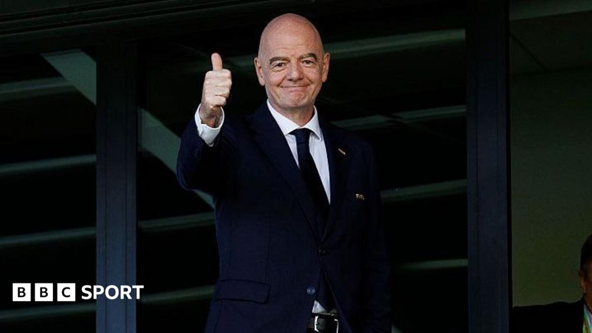 FIFA President Gianni Infantino gives at thumbs up at the FIFA U-20 Women's World Cup match between Poland and Argentina