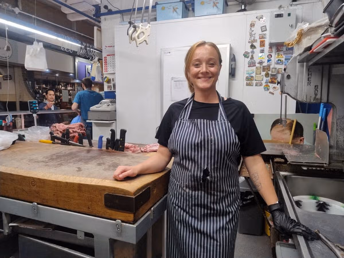 Clodagh Barrett, daughter of the owner of the Meat Centre stall