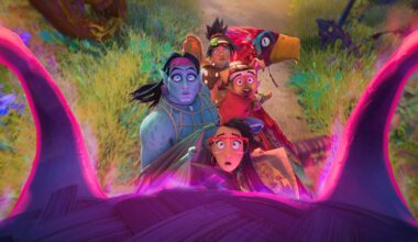 (from front) Raissa (Liza Soberano), Prince Mermahn (Kevin McCann), Raww (Dave Franco) and Jo (H.E.R.) in DreamWorks Animation’s Forgotten Island, directed by Joel Crawford and Januel Mercado.
