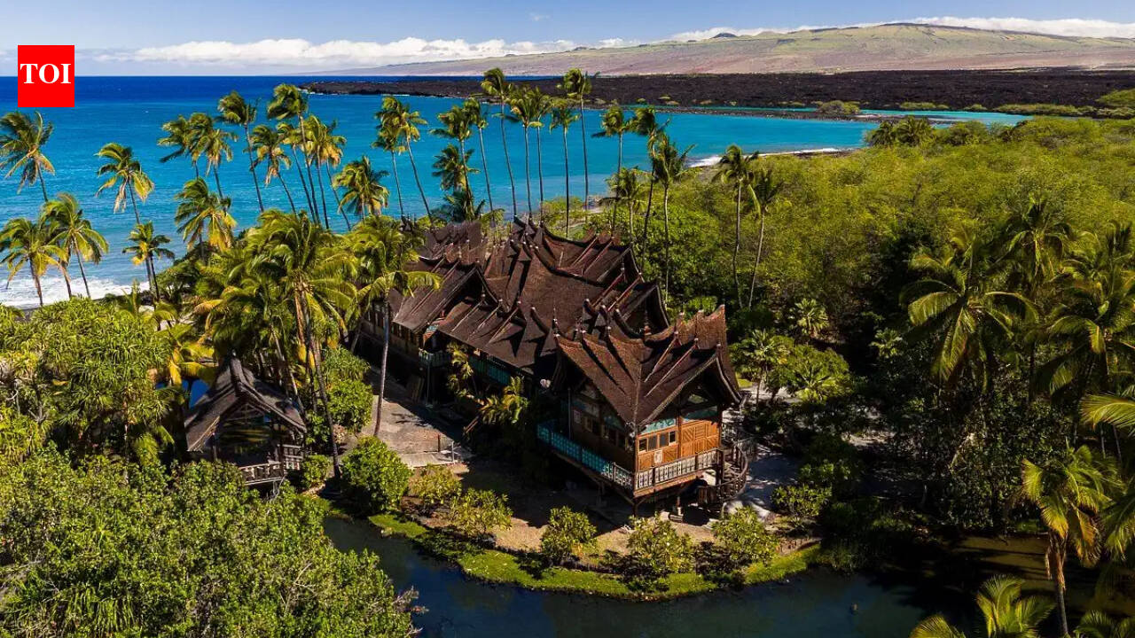 In 1994, 280 craftsmen built a Balinese estate from Indonesian ironwood and teak; dismantled and shipped to Hawaii, it was rebuilt with more than 1 million shingles and is now asking $32.5 million