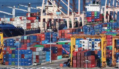 Containers are stacked at a port in Pyeongtaek, Gyeonggi Province, Sunday. Yonhap