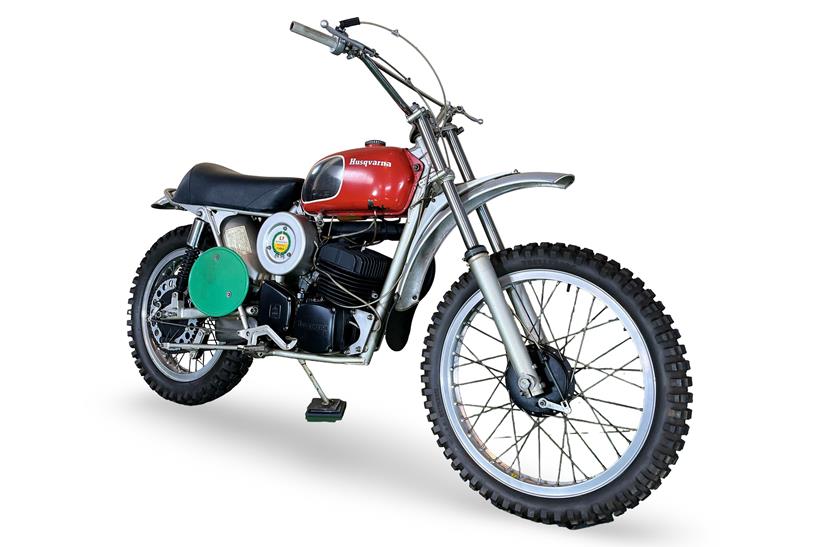 Ex-Steve McQueen, 1972 Husqvarna 250cc Motocrosser front right
