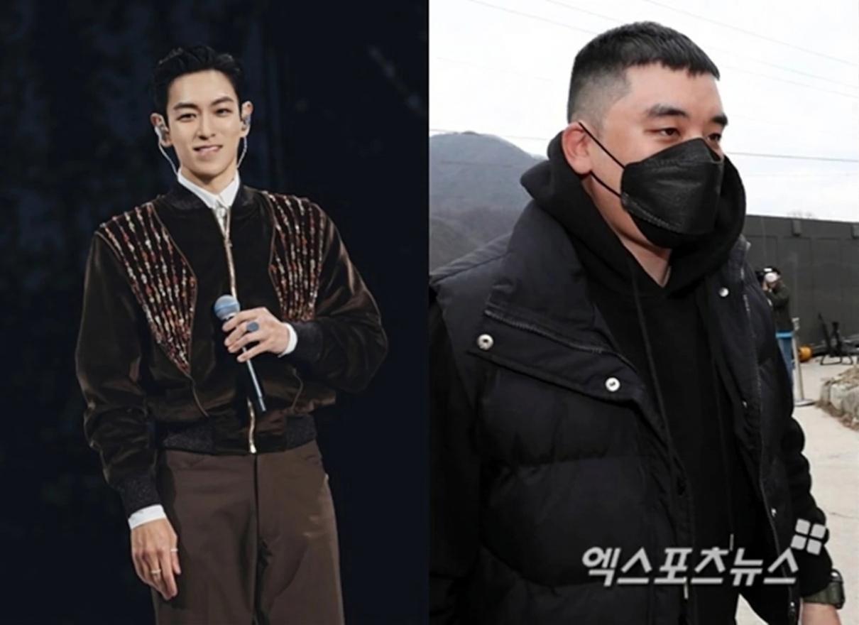 Former BIGBANG members T.O.P, left, and Seungri / Xportsnews