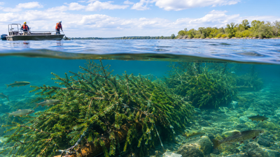 After over 75% of Niagara River coastal wetlands were lost, Canada anchored recycled Christmas trees into the riverbed; restoration has now created 1.64 km of fish habitat