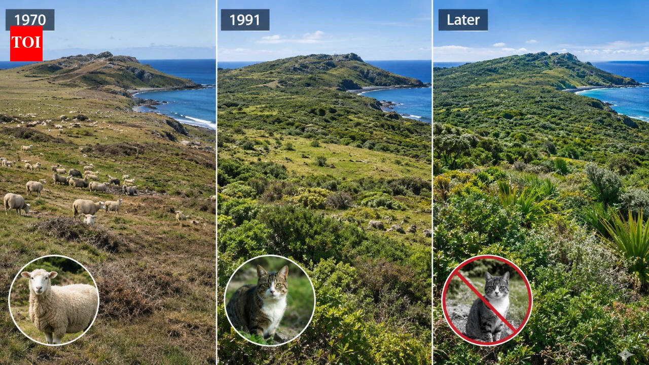 Between 1970 and 1991, New Zealand phased sheep off a remote island; the vegetation recovered and even the island's cats eventually disappeared | World News