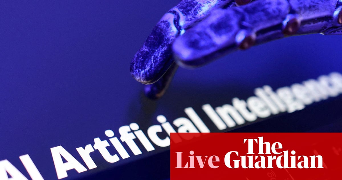 AI-linked stocks fall after call for development slowdown worries investors – business live | Business