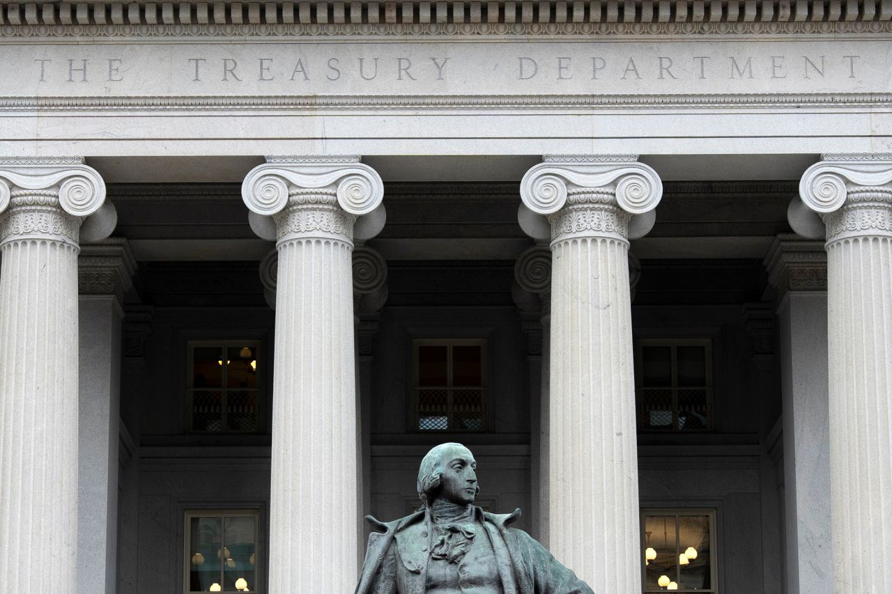 The Treasury Department building is seen on March 13, 2025, in Washington.