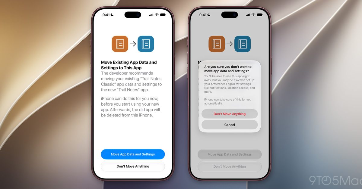 iOS 27.2 will help users move data and settings from an old app to its replacement