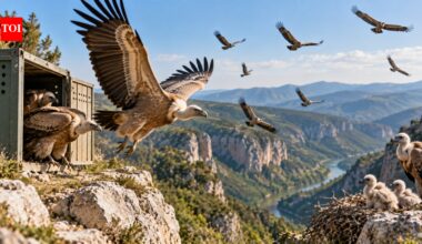 Bulgaria released 61 Griffon Vultures after they vanished for 60 years, and 10 years later, 42 chicks had fledged in the wild | World News